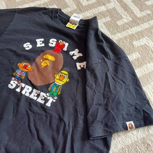A Bathing Ape x Sesame Street XL LARGE Bape Head Tee Black